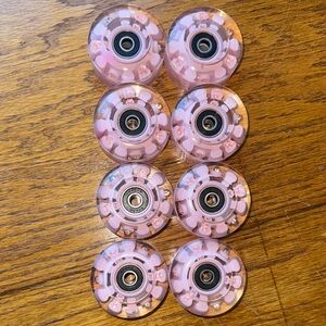 Set of 8 Pink LIGHT UP Roller Skate Wheels ABEC-9